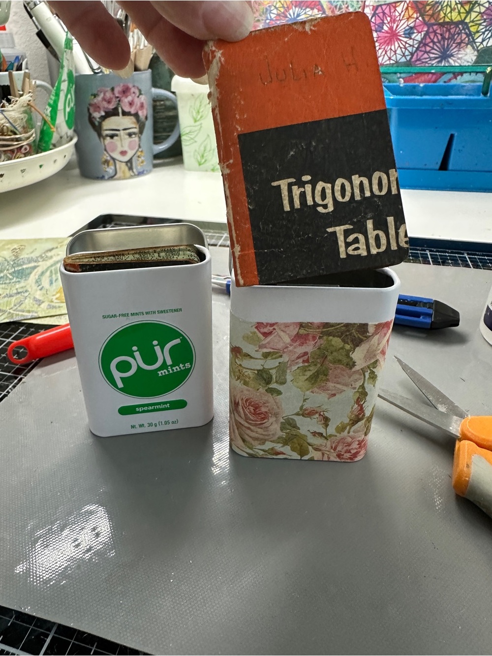 Tiny art journal in upcycled tin, 1